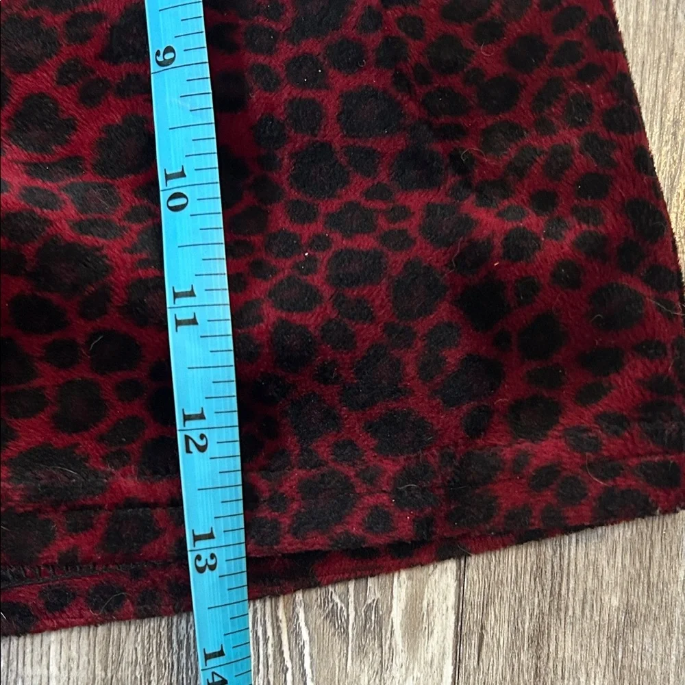 Dogpile Vintage Leopard Print Red Velvet Mini Skirt - Picture 7 of 7